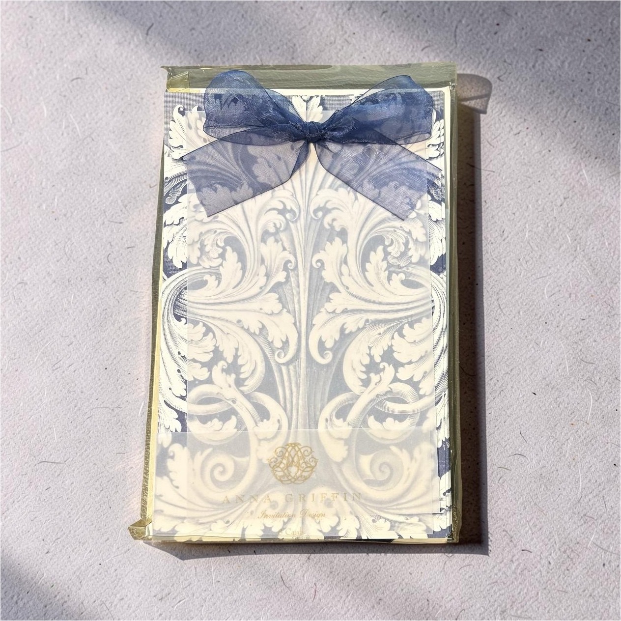 Anna Griffin Victorian Style Note Pad with Blue Bow