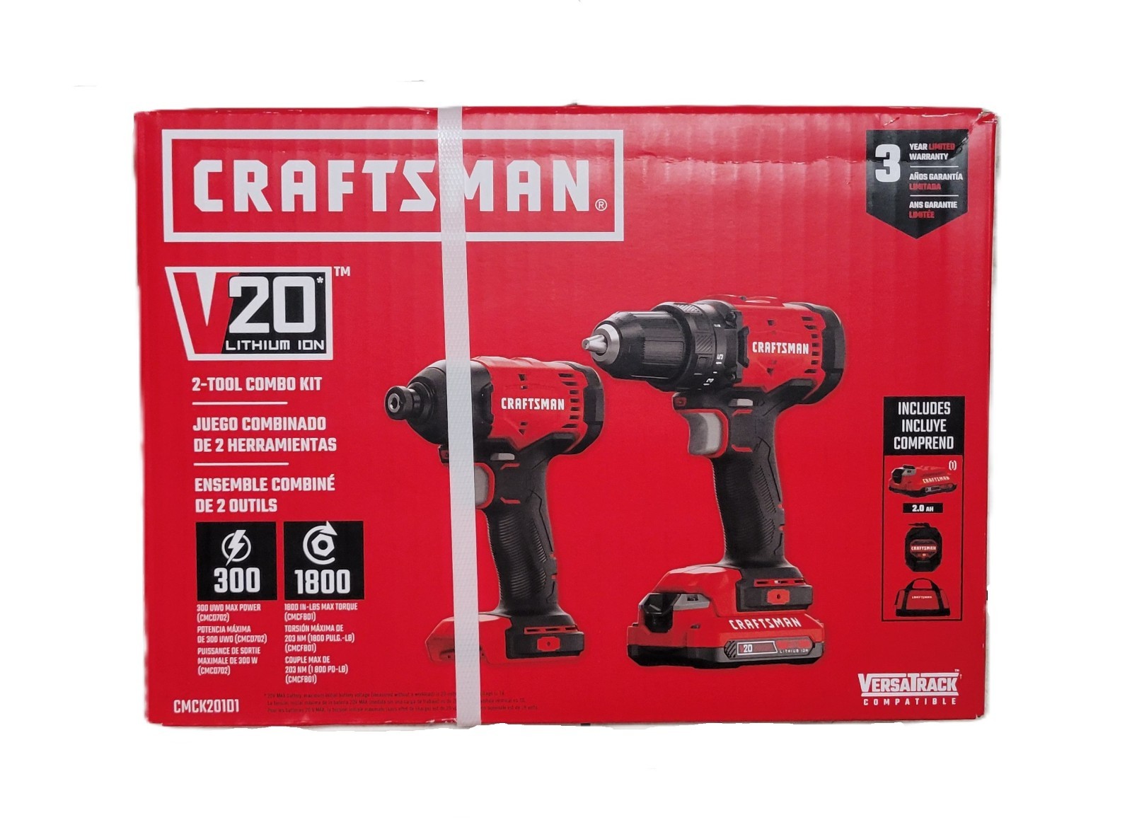 Craftsman V20 Lithium-Ion Cordless Drill and Impact Driver Combo Kit CMCK201D1