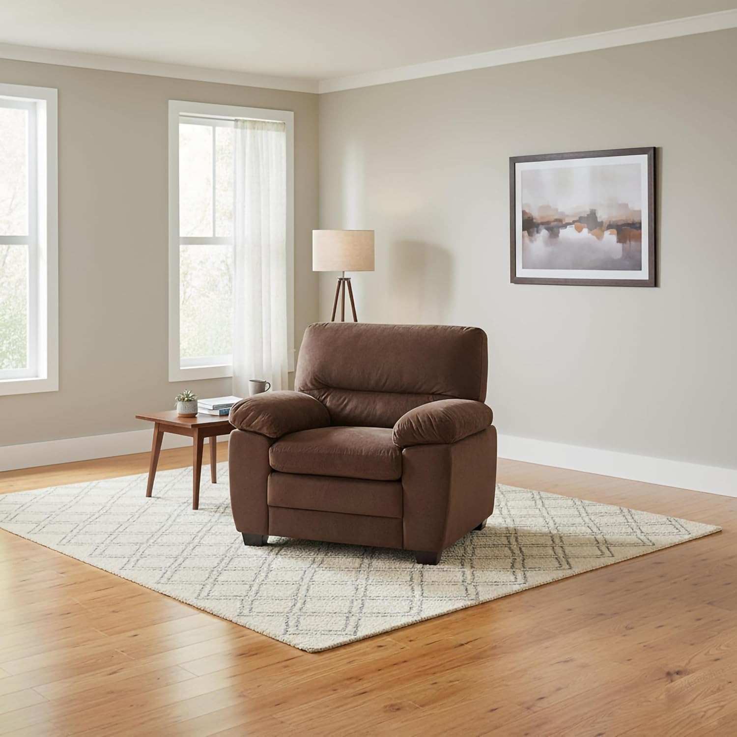 Mid Century Modern Plush Velvet Chair in Walnut Brown -  Andres