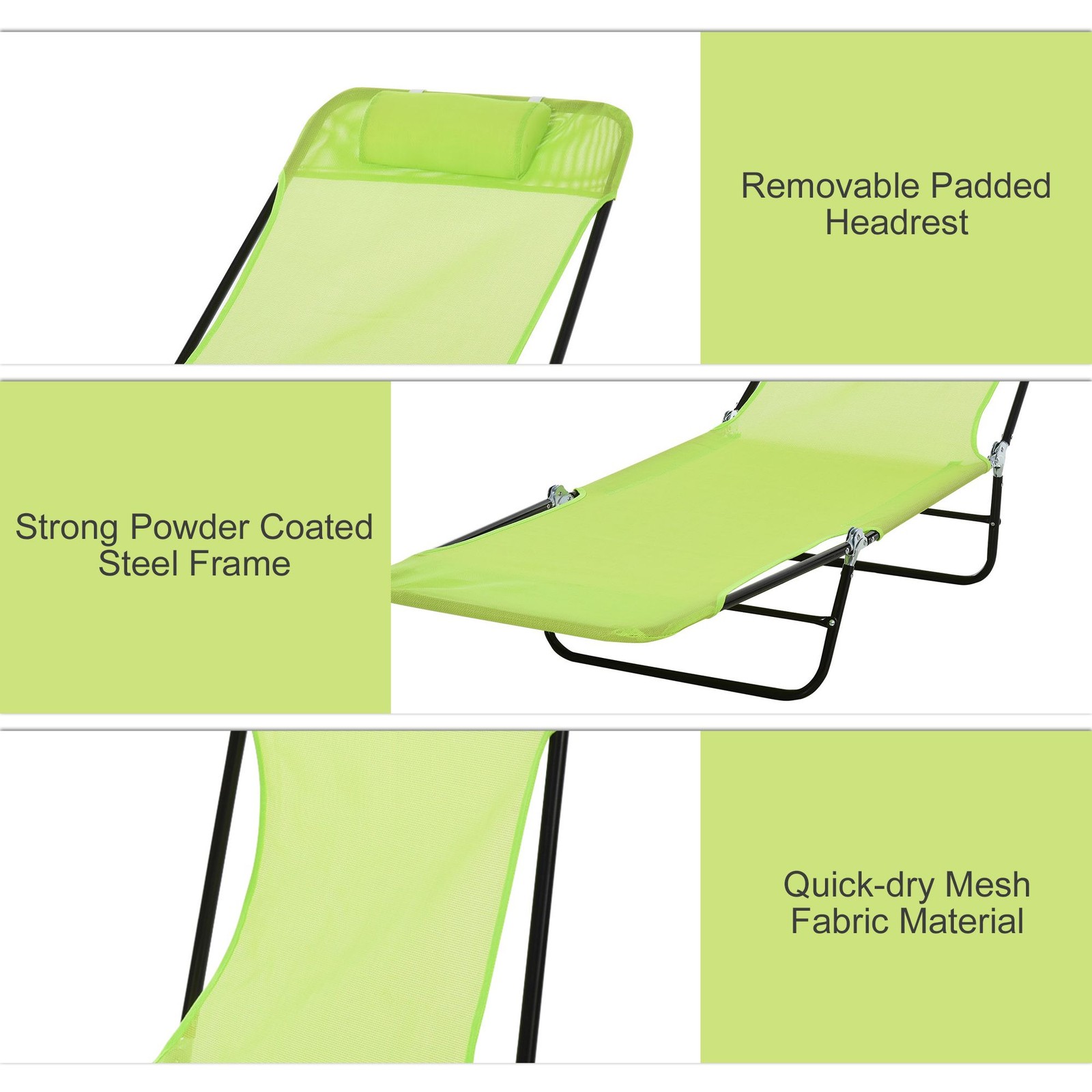 5-Setting Relaxation Chaise with Portable Foldable Design 33.5W x 71.7L