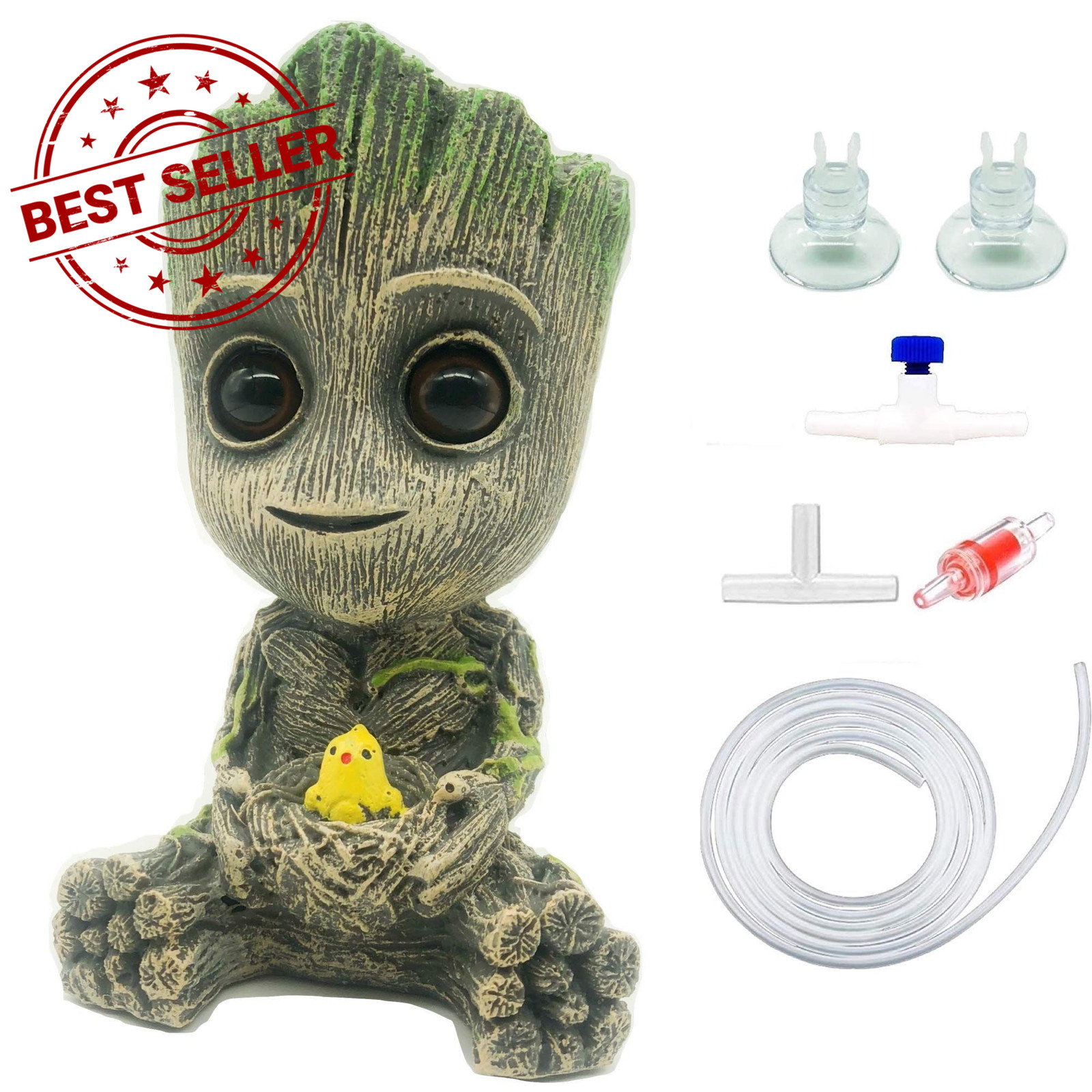 AnxunJim Aquarium Groot Air Bubbler Decorations Fish Not specified, Brown