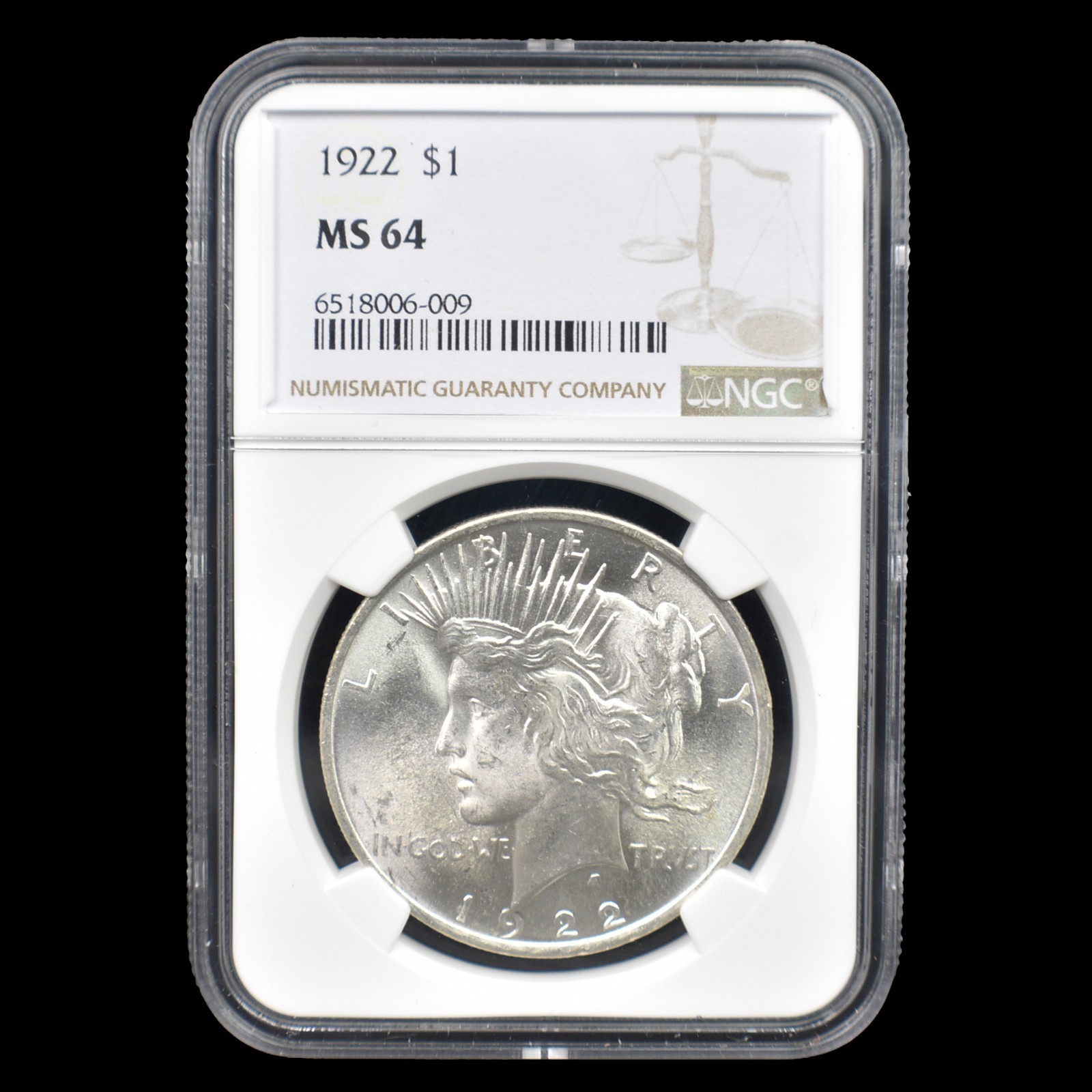 1922 Peace Dollar Silver NGC MS64
