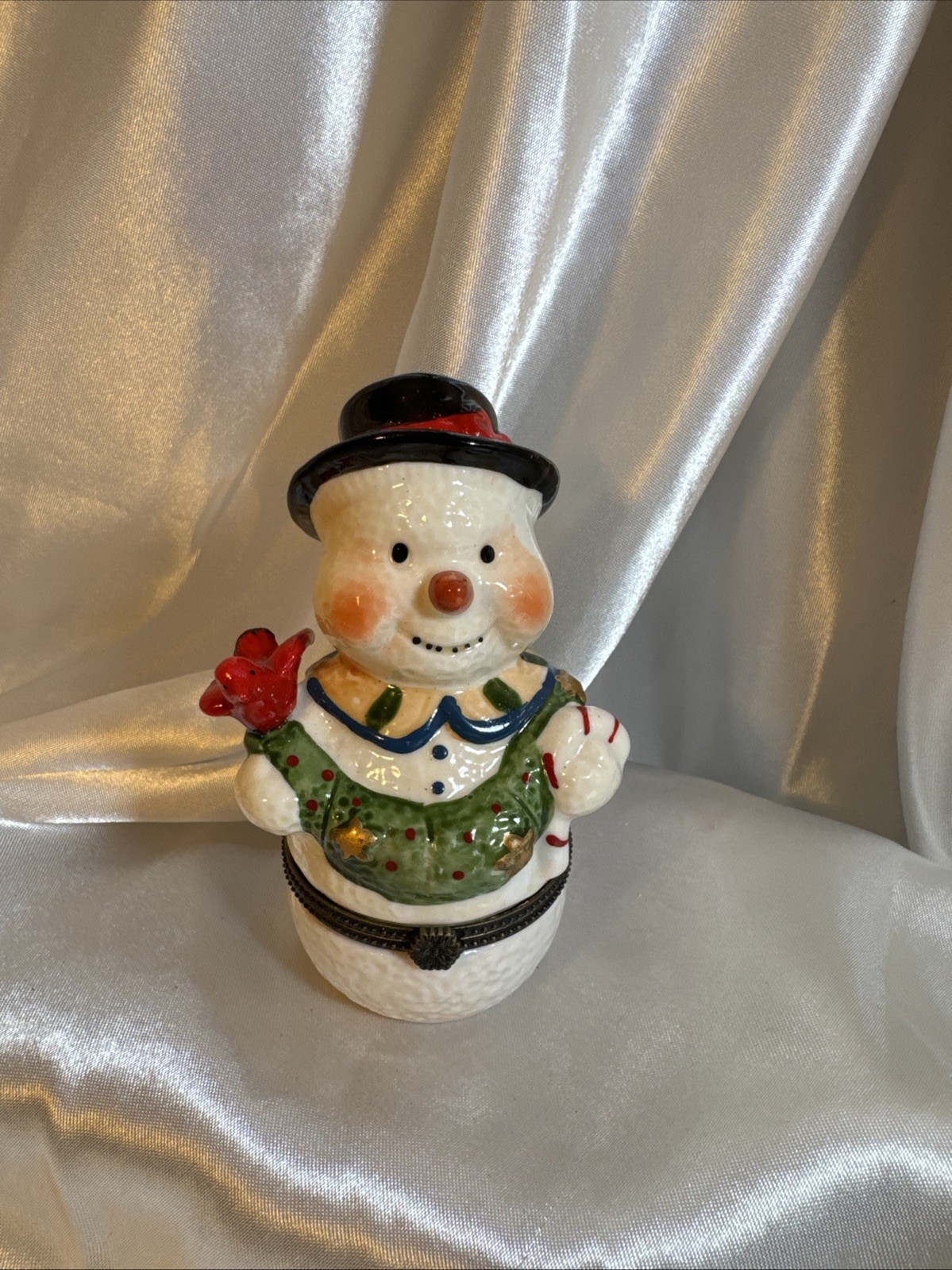 1990’s Snowman Trinket Box- Vintage Winter Snowman Trinket