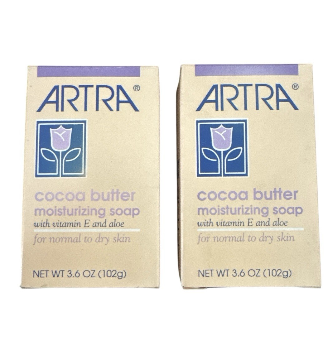 Artra Cocoa Butter Moisturizing Soap W/ Vitamin E & Aloe 3.6 Oz New Pack of 2