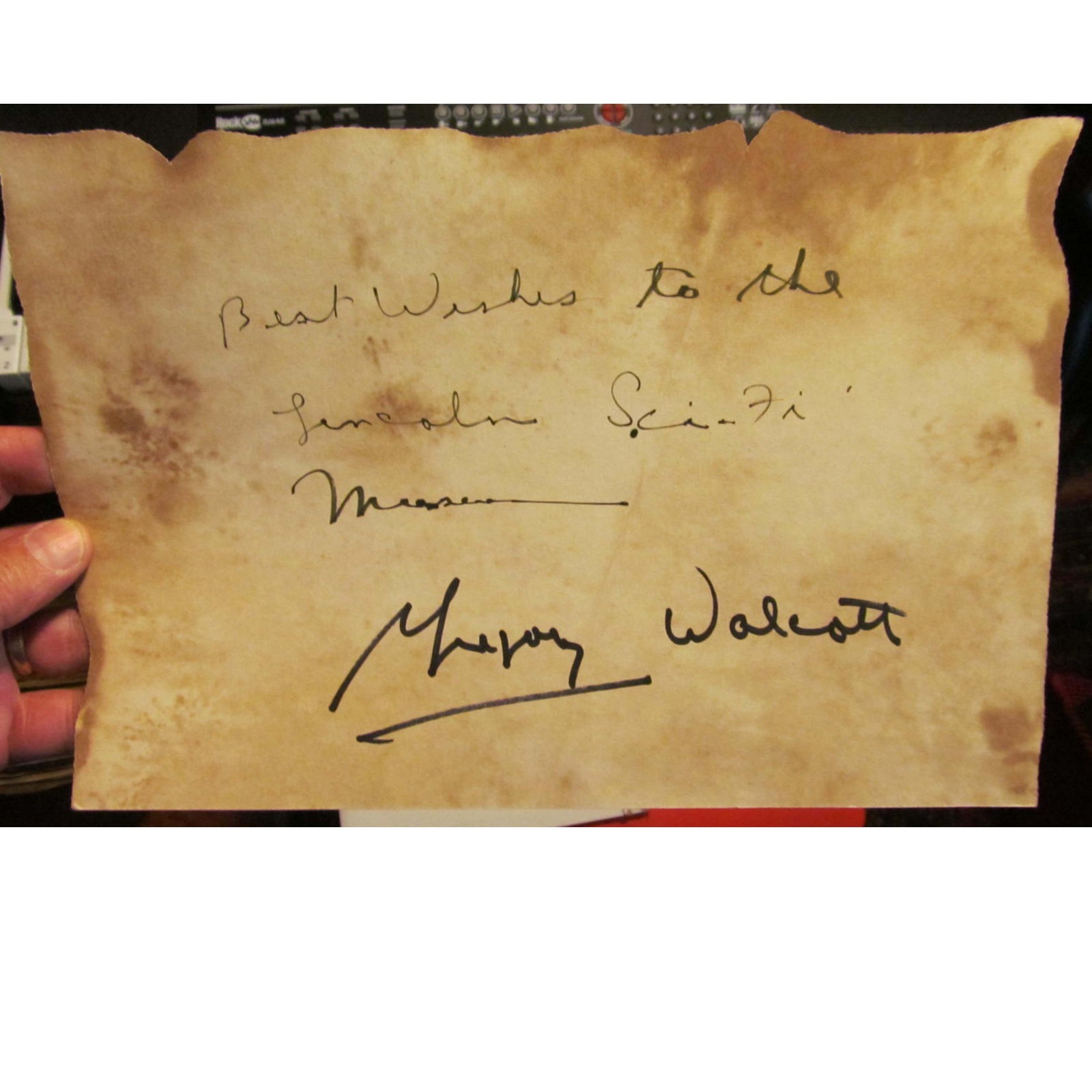 Gregory Walcott Plan Nine from outer Space Signed Paper Forrest Ackerman
