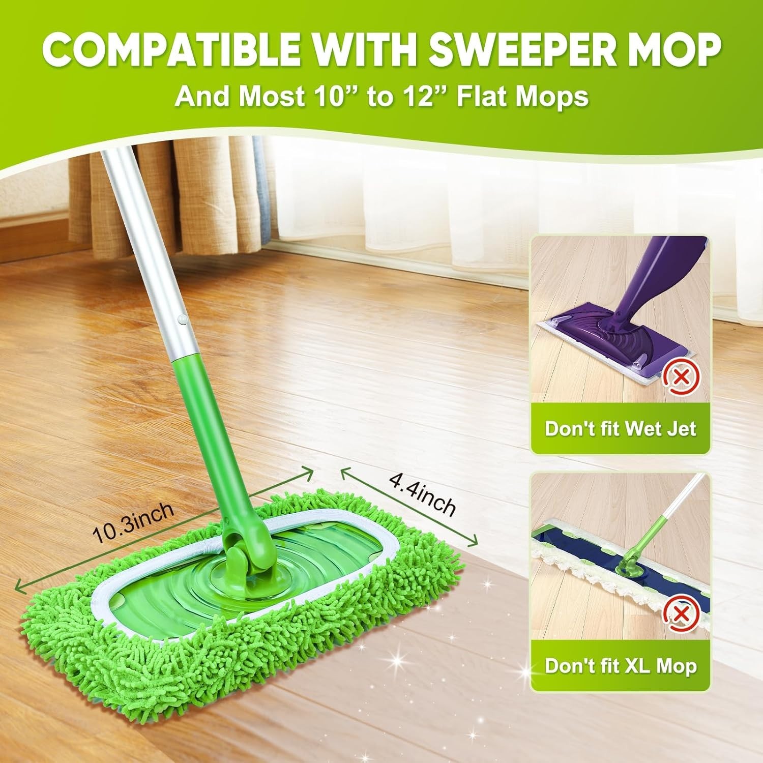 6-Pack Reusable Microfiber Mop Pads Compatible with Swiffer Sweeper Dry & Wet