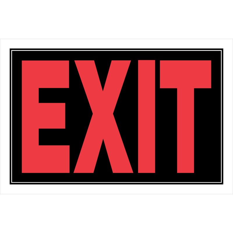 Hillman English Black Exit Sign 8 in. H X 12 in. W (6-PACK)