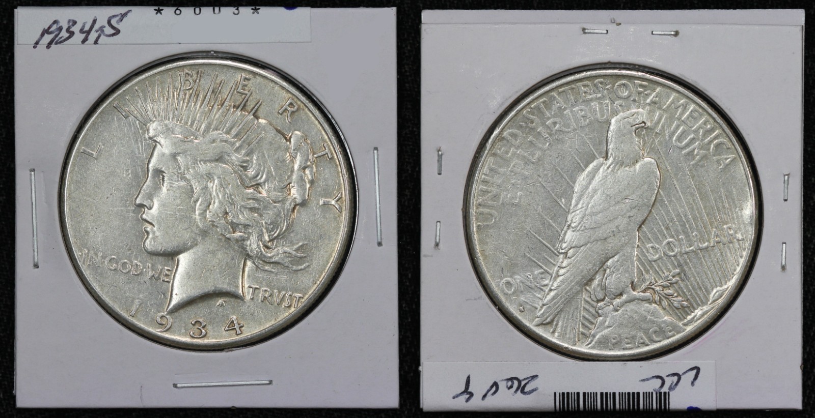 1934-S Peace Dollar XF 60U3