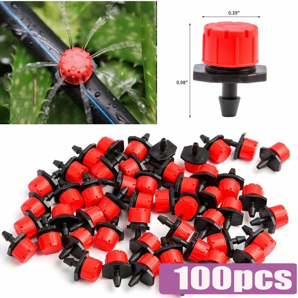 100Pcs Irrigation Sprinklers Watering Drippers Emitter Drip System on 1/4" Lawn
