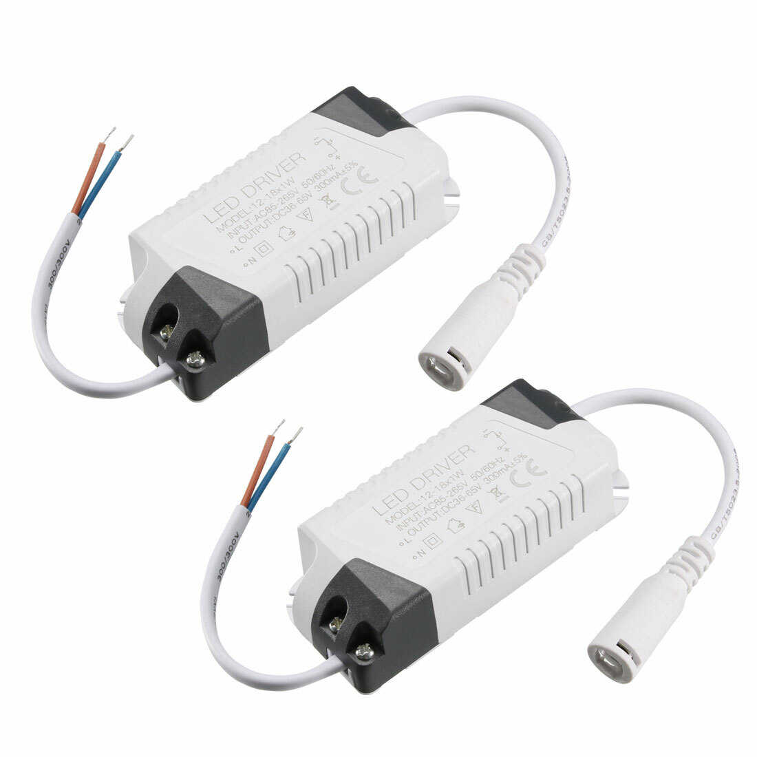 2pcs LED Driver Power Supply Transformer AC85-265V Current 300mA 12W - 18W