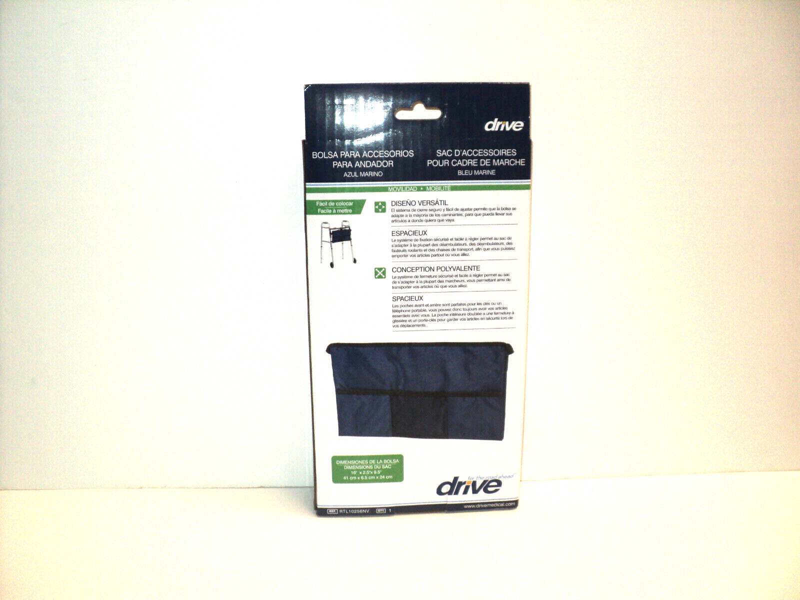Drive Walker Accessory Bag Navy 16" x 9.5" #RTL10256NV Spacious Pockets NEW