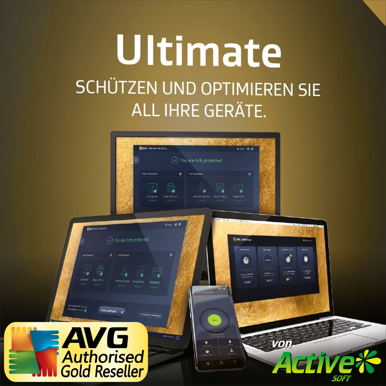 AVG ULTIMATE 2024 3 Jahre | PC, Mac, Android | TuneUp, Internet Security, VPN DE