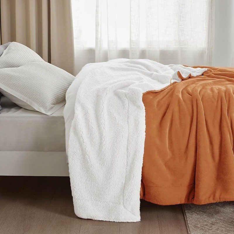 Cozy Reversible Sherpa Fleece Throw Blanket Warm Soft Durable Gift Ready New