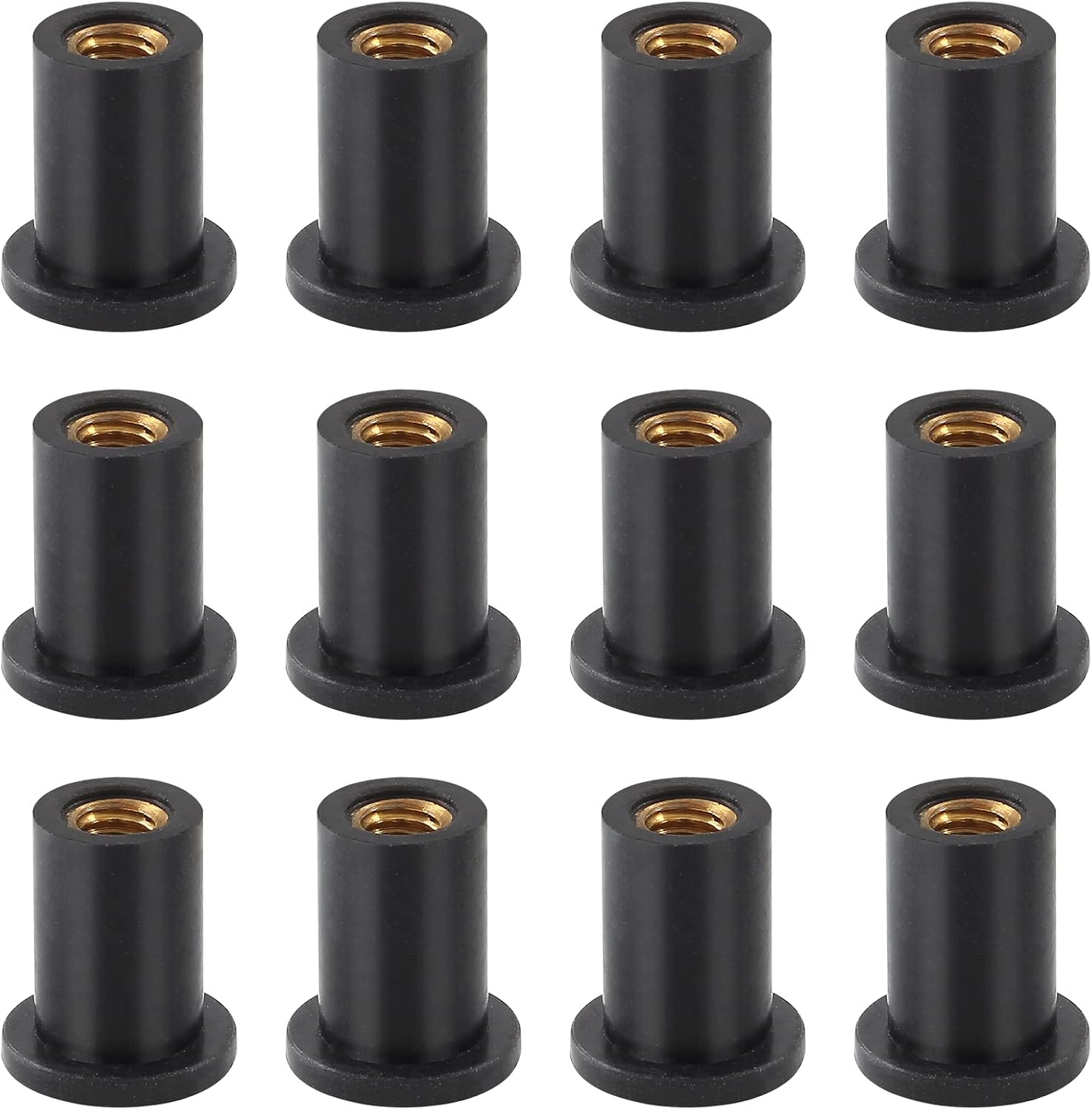 12Pcs M5 Rubber Well Nuts Neoprene Expansion Brass Nuts Fairing Universal Motorc
