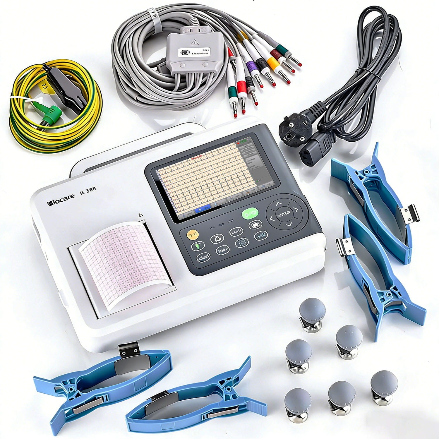 Biocare 12 Lead 3 Channel ECG Machine Interpretive 300s Rhythm & HRV Analysis