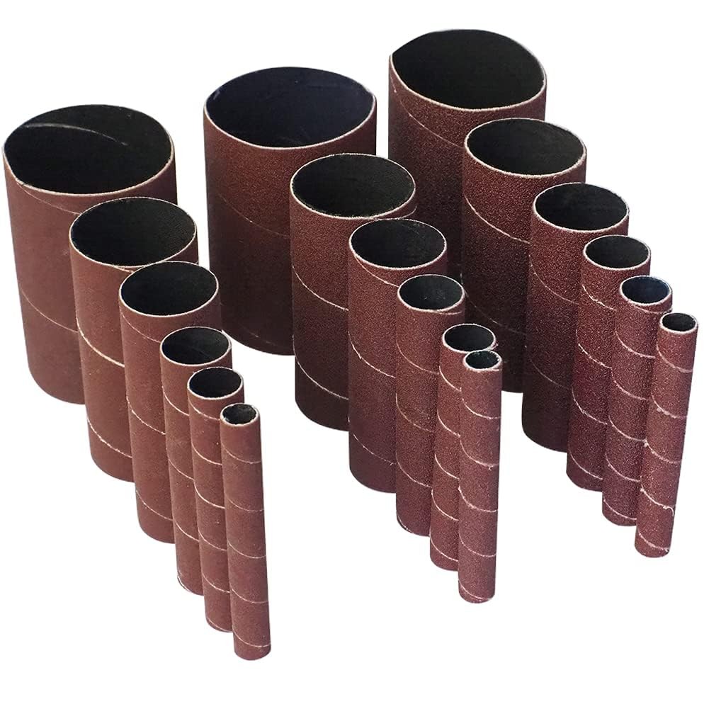 18 Pack Spindle Sander Sleeves, Sanding Sleeves 4-1/2 inch(Mix grit), Brown