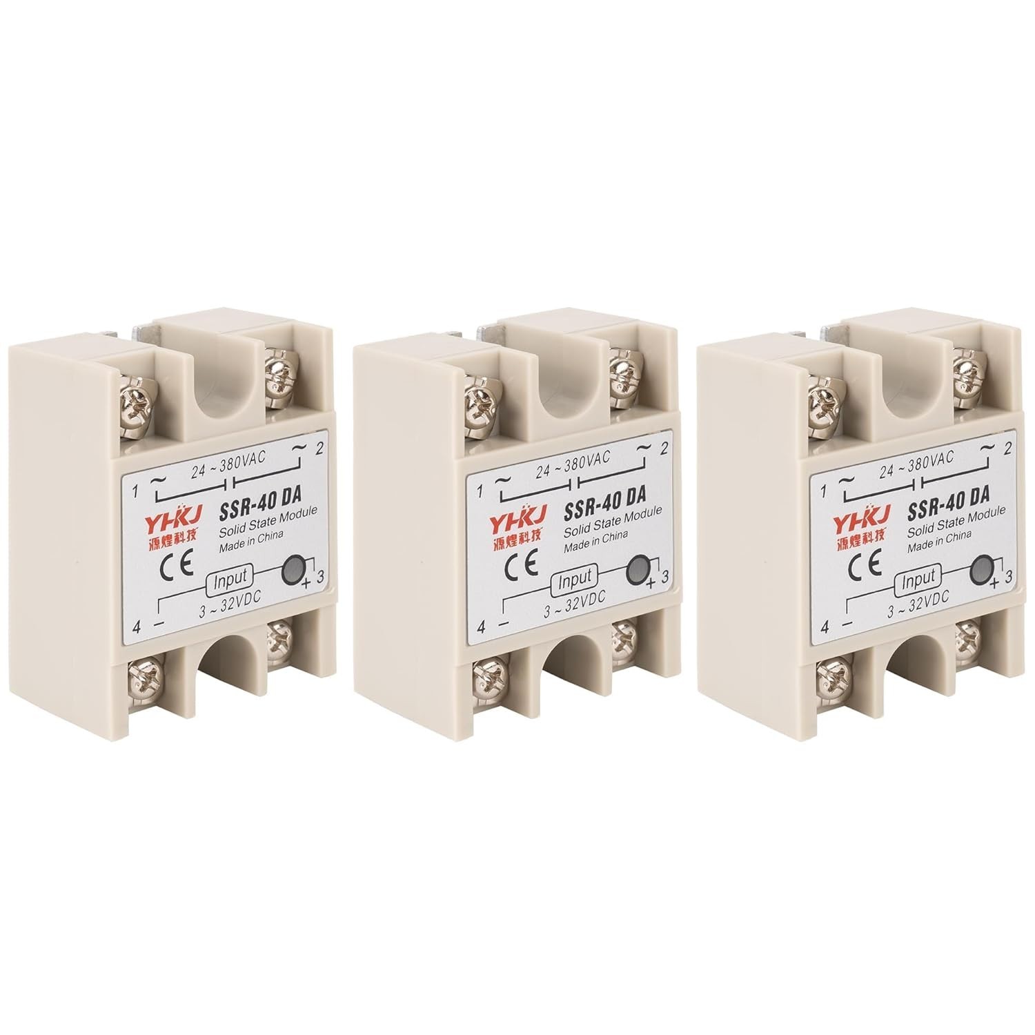 3PCS Solid State Relay SSR-40DA DC to AC Input 3-32VDC Output 24-380VAC 40A S...