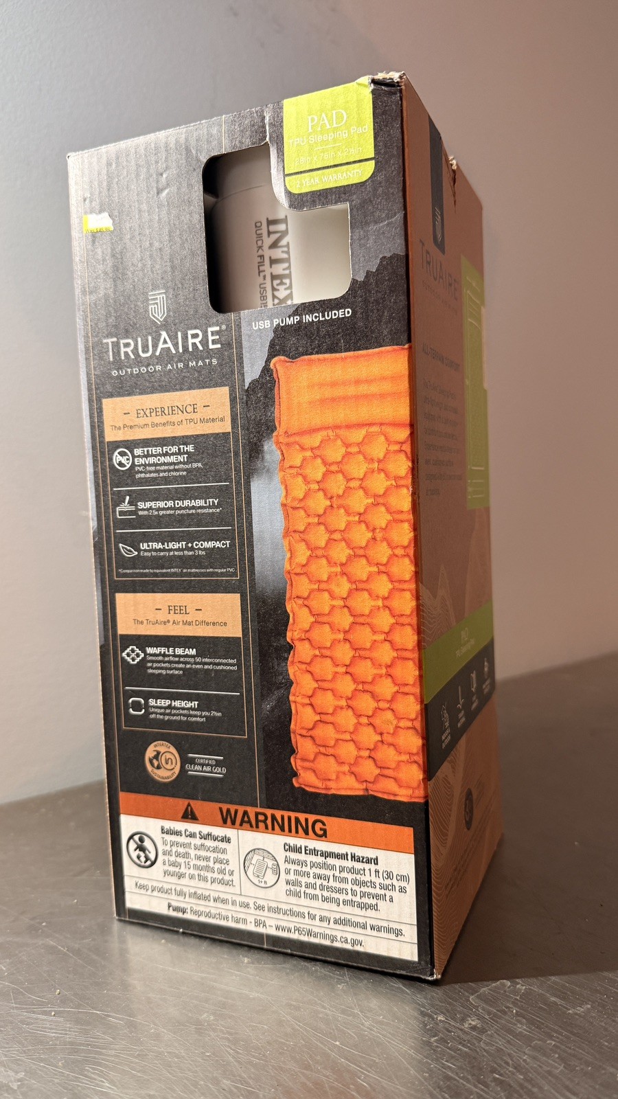SEALED Intex TruAire TPU Sleeping Pad Camping Air Mat w/ USB Pump