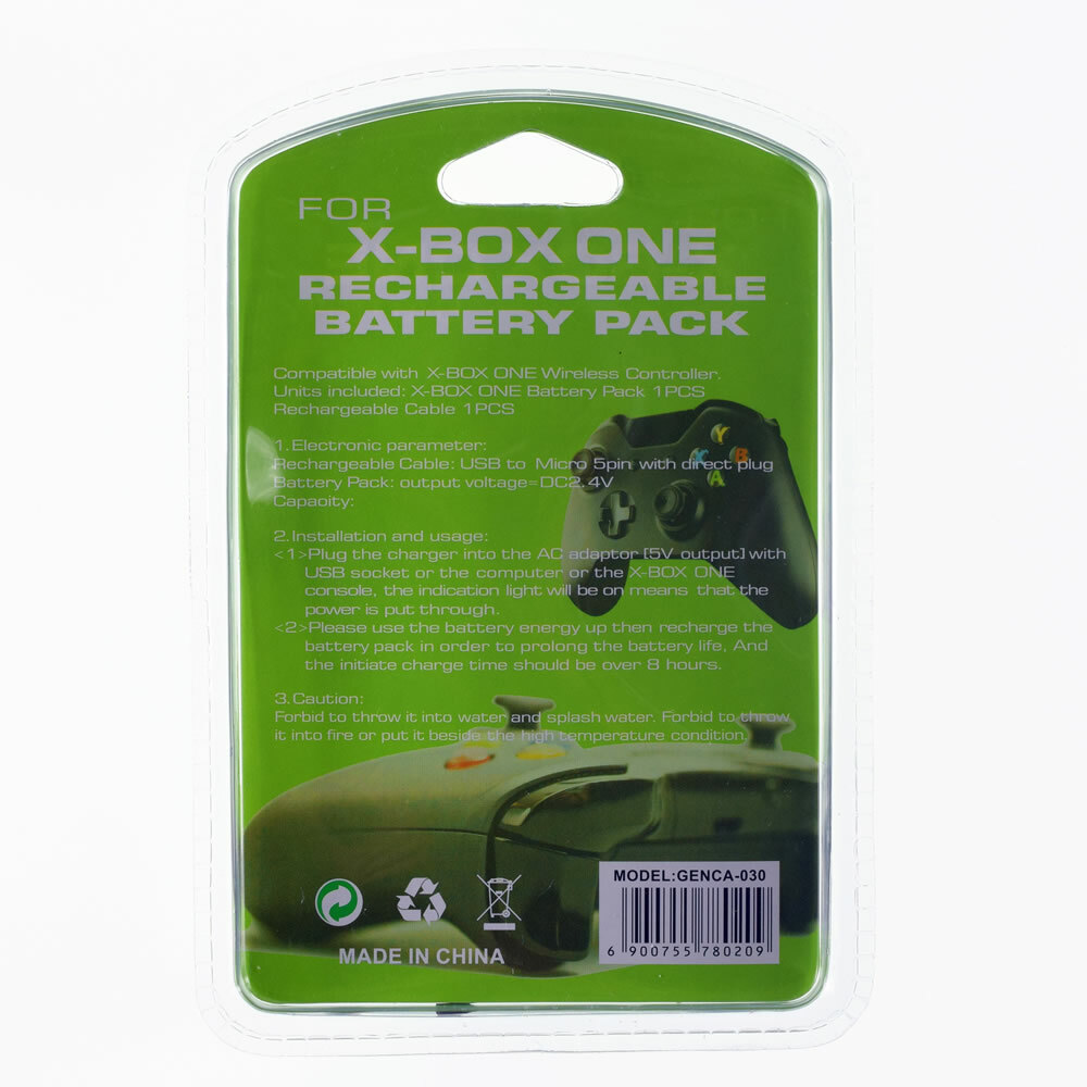 2X 2400mAh Rechargeable Battery Pack + Charging Cable For Microsoft Xbox One