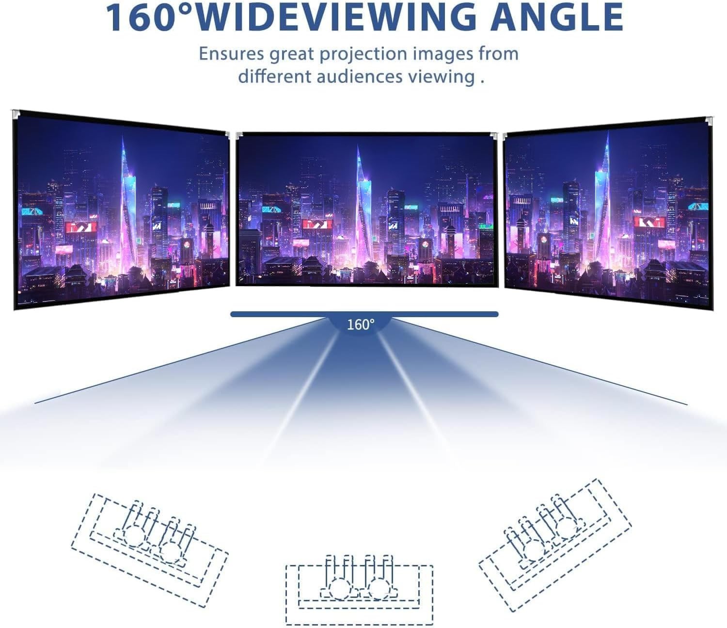 Portable 150" Projection Screen Anti Crease Design