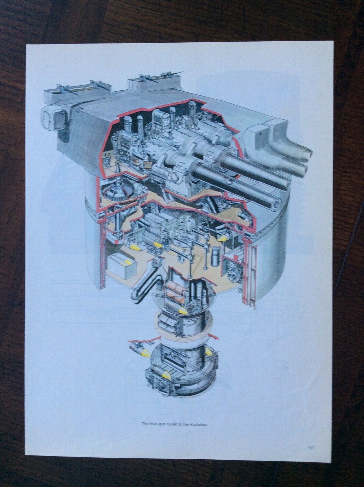 1974 vintage original book illustration Military Weapons History - 4-Gun Turret