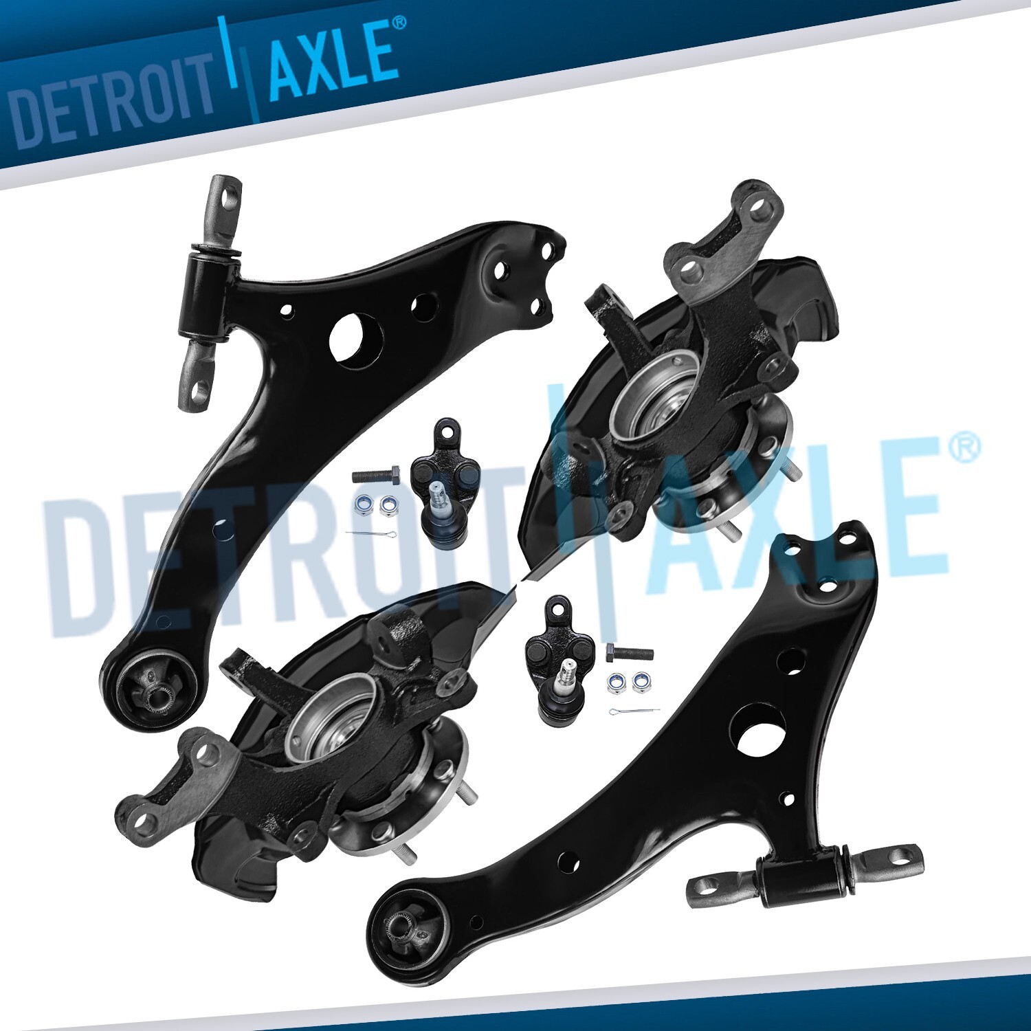 Front Knuckles Hub Control Arms Ball Joints for 2004-2007 Toyota Highlander FWD