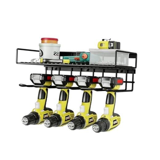 Tool Organizer Heavy Duty Power Wall Mount for Drill and 4 Slots 1Layers Black