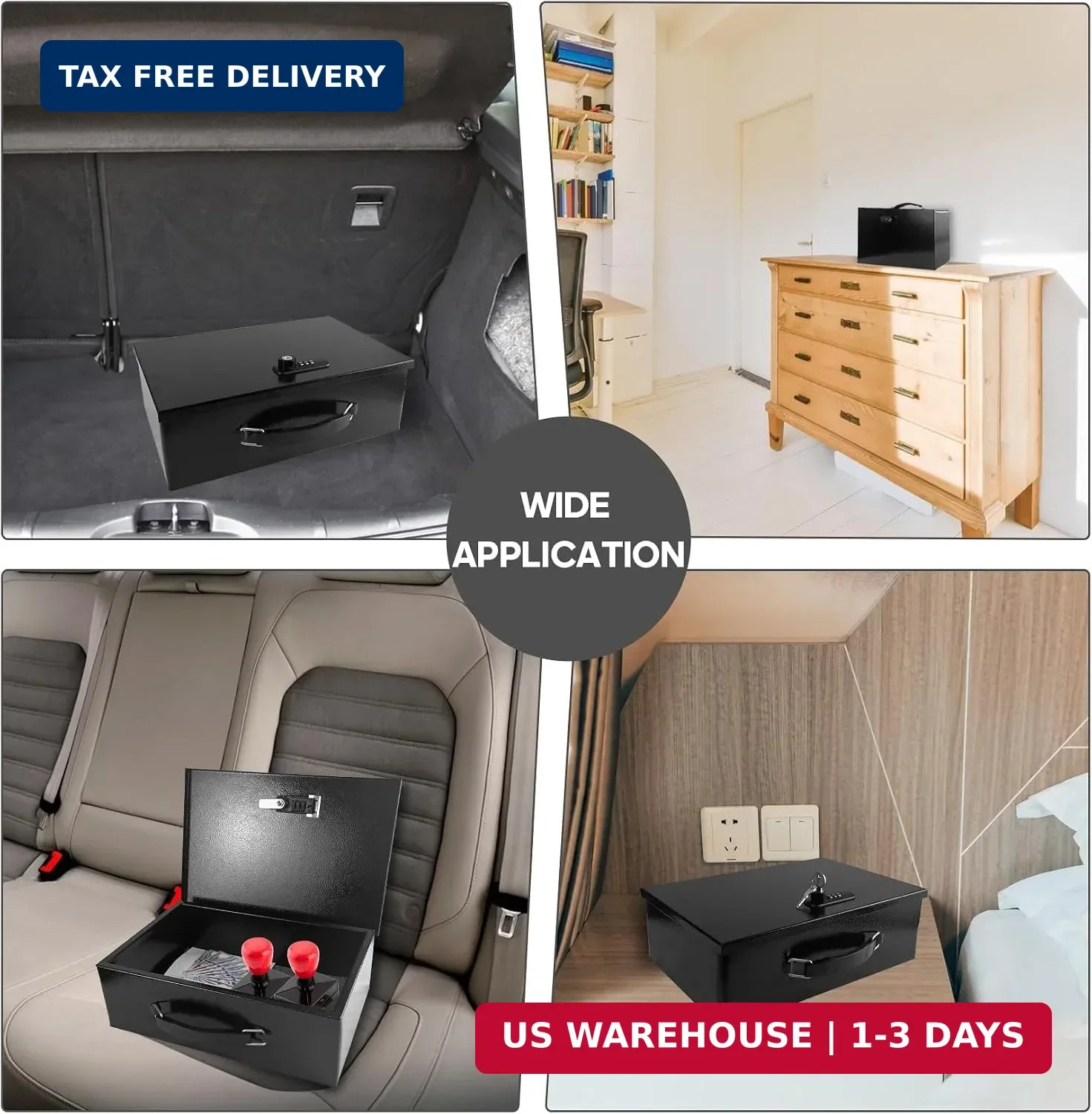 Fireproof Lock Box for Documents, Fire Resistant Safe Fire Safe Box with Dual Co