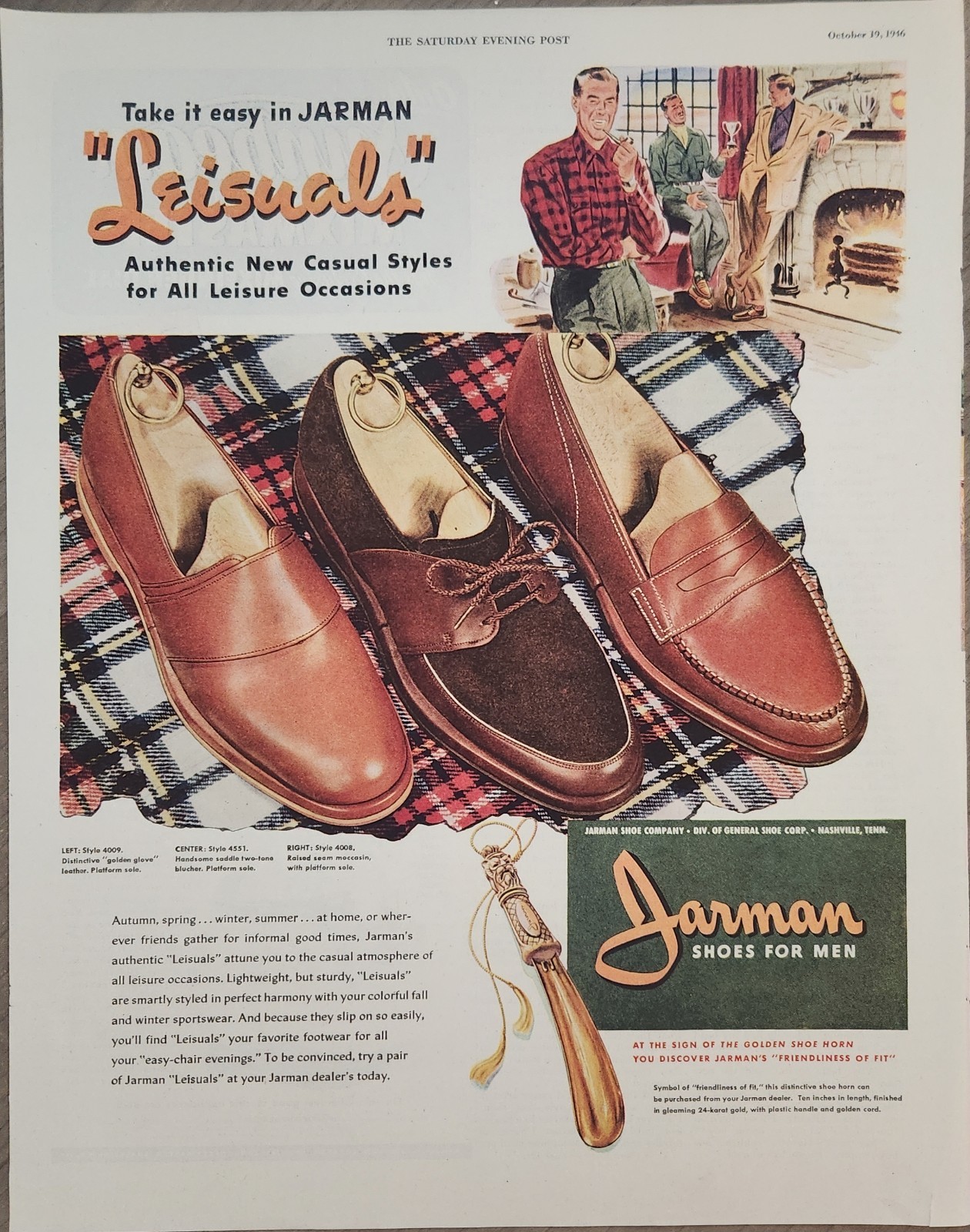 1946 Jarman shoes for men Vintage ad Leisuals Casual Styles