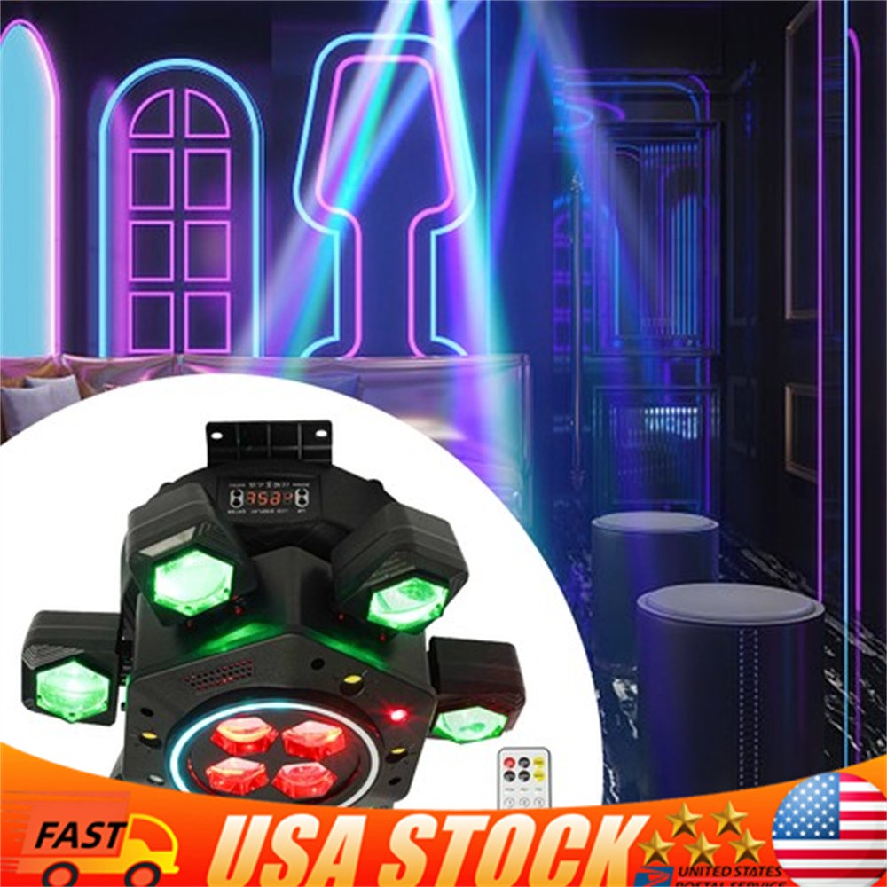 120W RGBW Stage Lights 6 Arms DJ Laser Light For Party Disco Club Bar w/ Remote