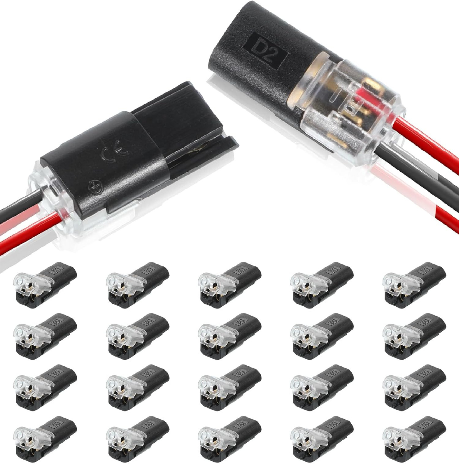 20 PCS Double-Wire Plug-in Connector, Quick Solderless Wire Splice Connector, Lo
