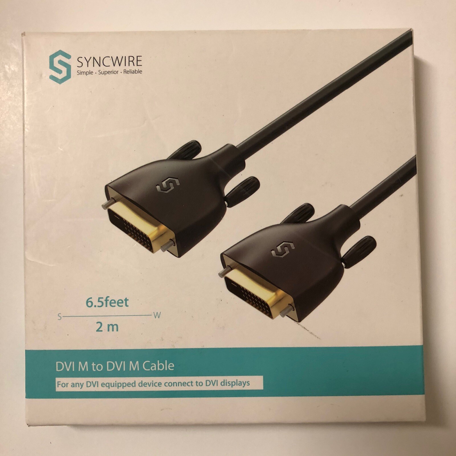 Syncwire DVI to DVI Cable 6.5ft/2M, Dual Link Male to Male Digital 24+1