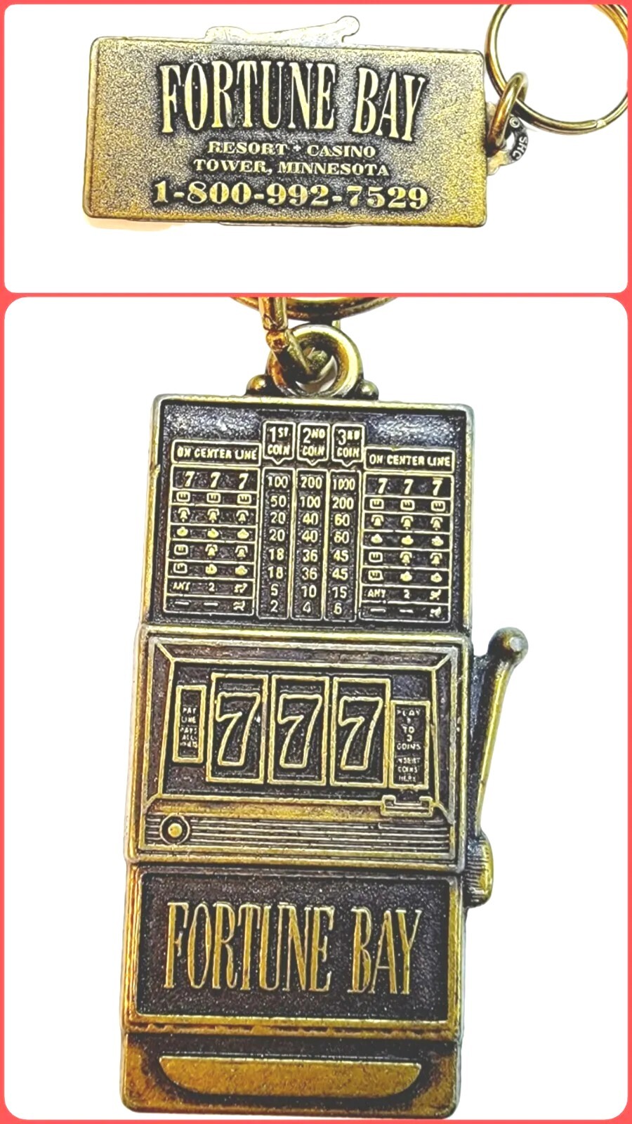 Fortune Bay Resort Casino Keychain Tower Minnesota Souvenir Slots Keyring Gift
