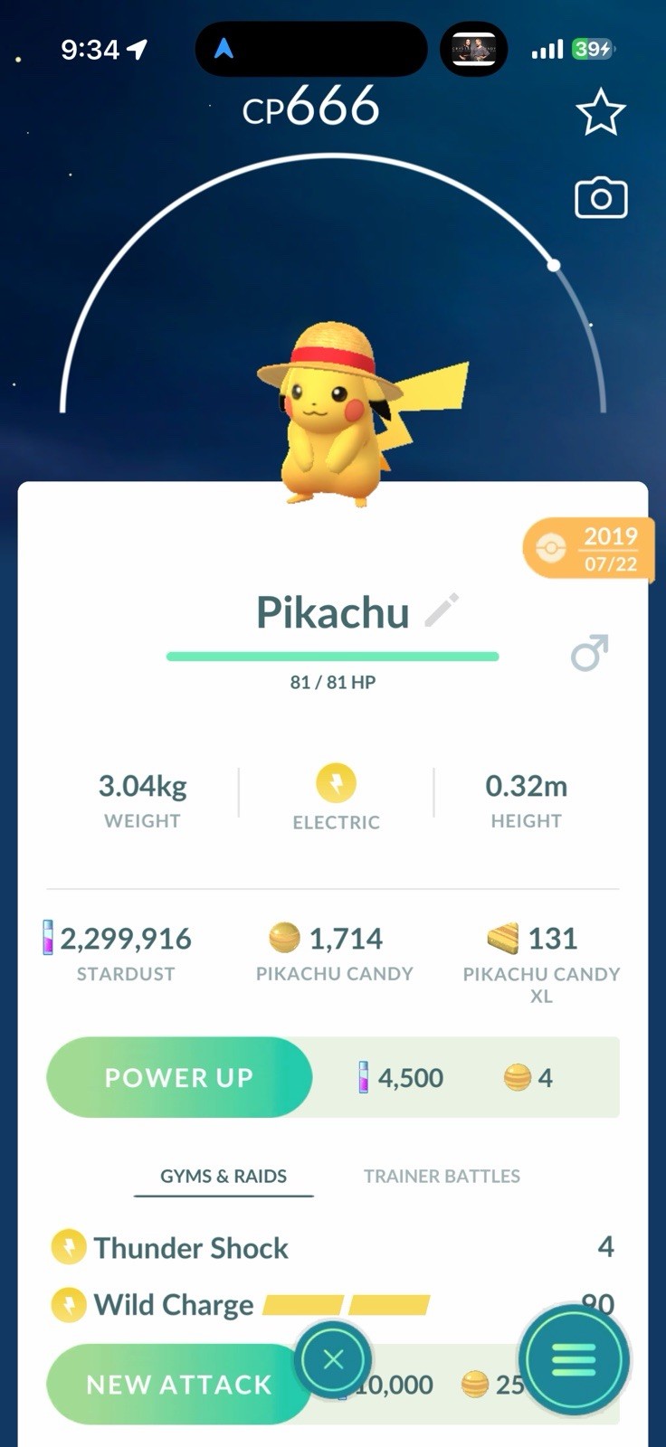 Pikachu Luffy Hat ✨Not Shiny ✨