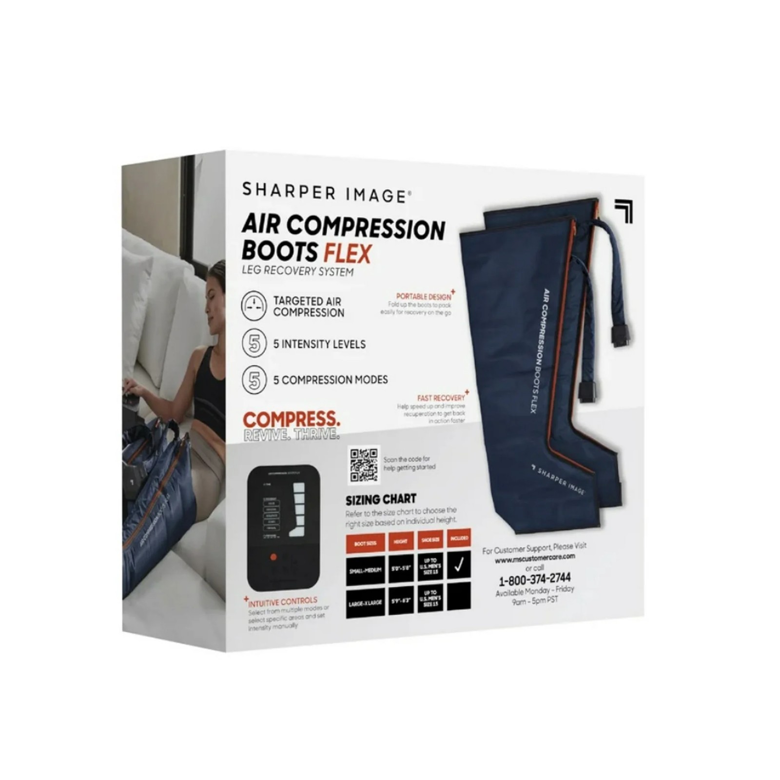 Sharper Image Air Compression Boots Flex Leg Recovery System Small-Med 5'0" 5'8"