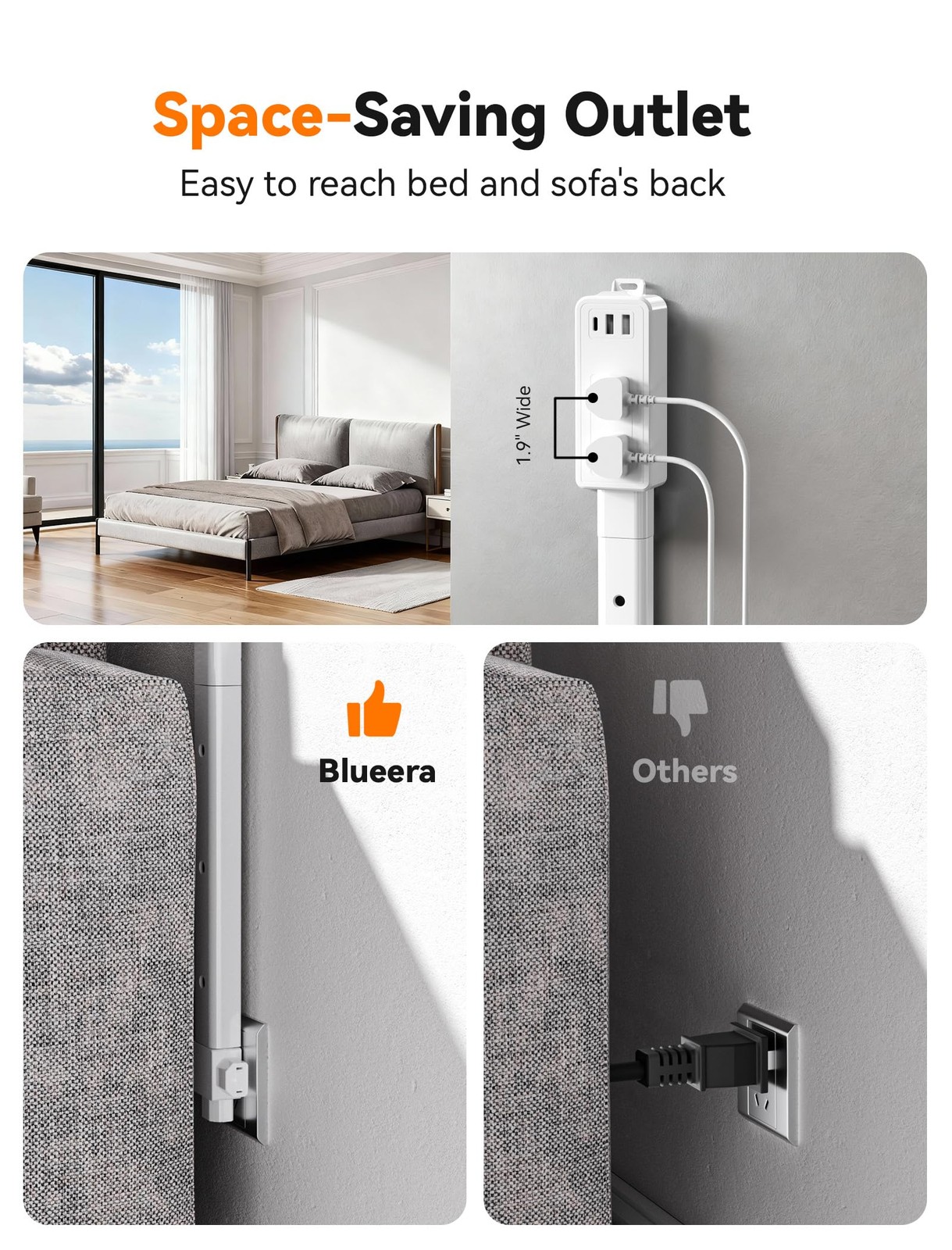 Electrical Outlet Extender Features USB-C, 2 USB-A, 2 AC Outlets, Access Hard...