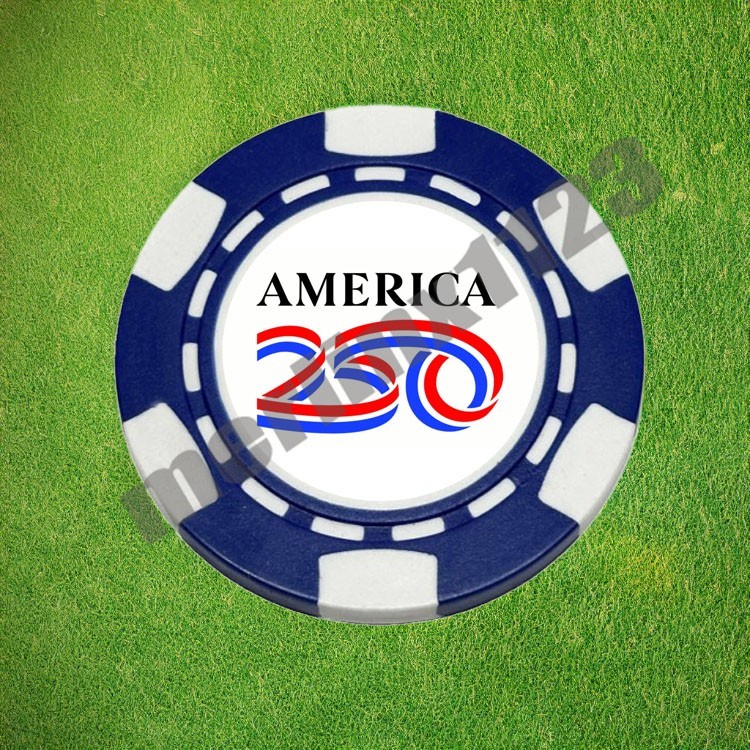 America 250 USA Anniversary 1776 Clay Poker Chip Golf Ball Marker Card Guard