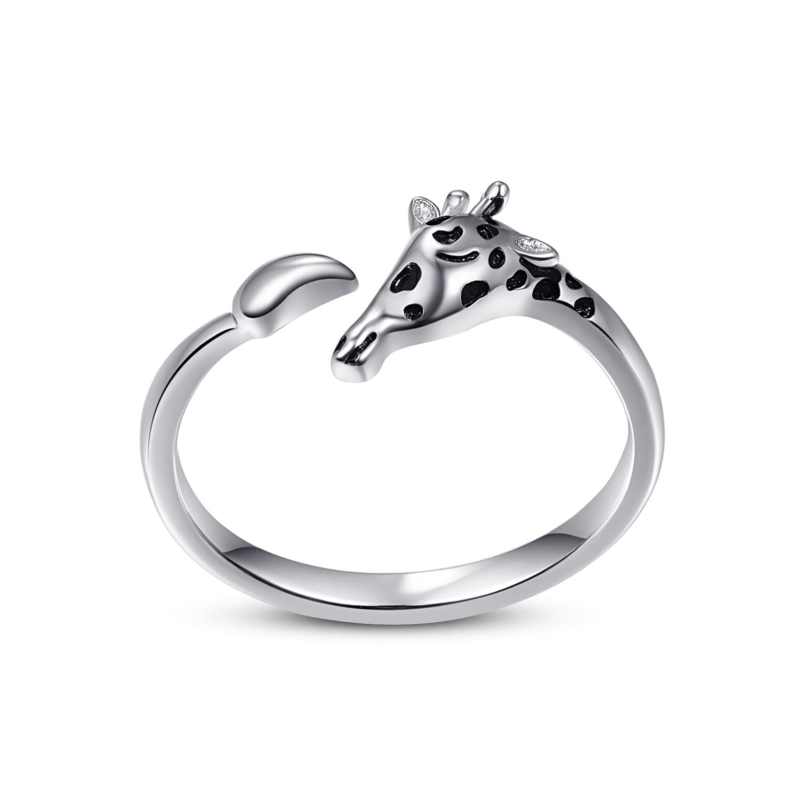 TANGPOET Giraffe Ring Gifts for Women 925 Sterling Silver Adjustable Open Rin...