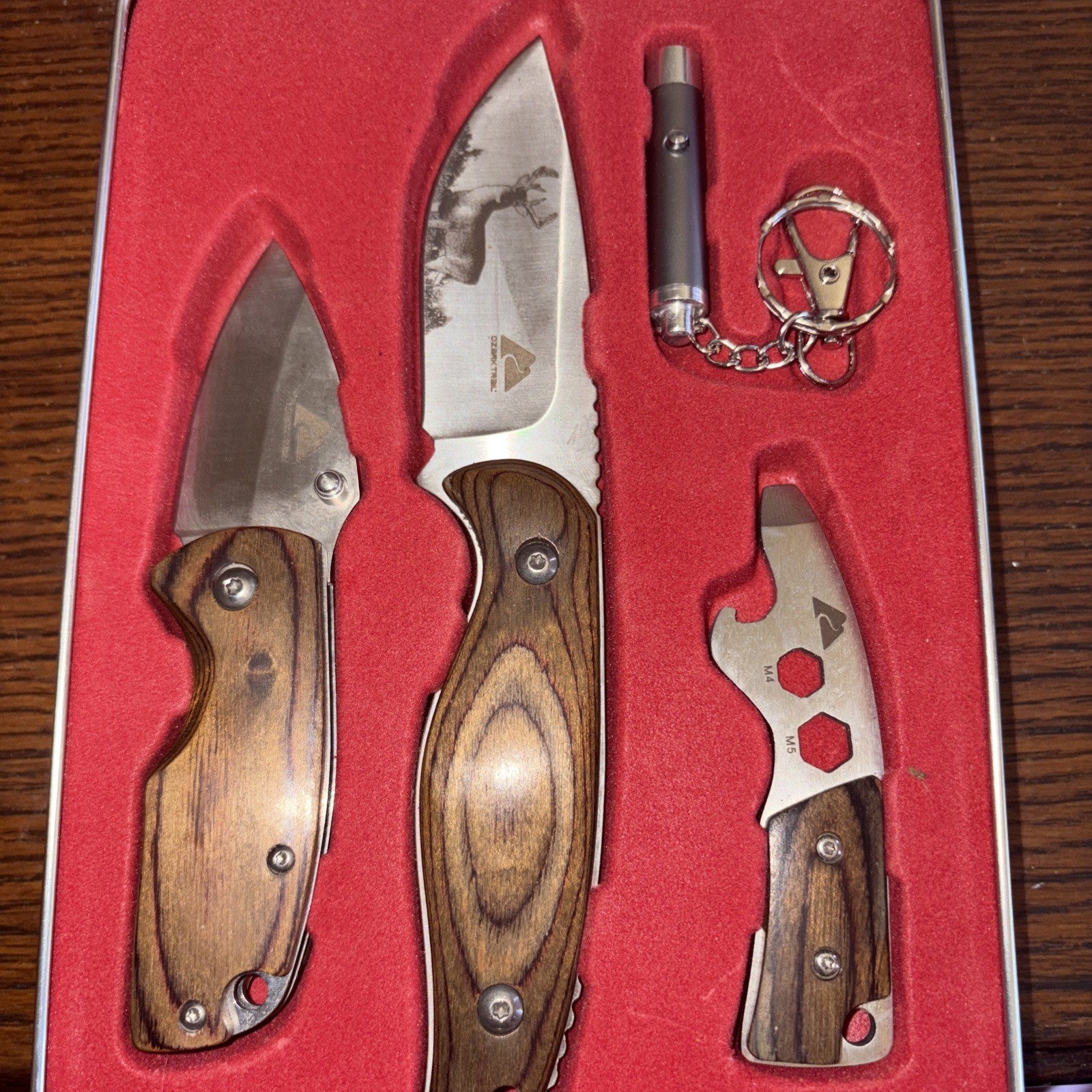 Ozark Trail Knives & Bottle Opener With Screwdriver & Flashlight New/Opened Box
