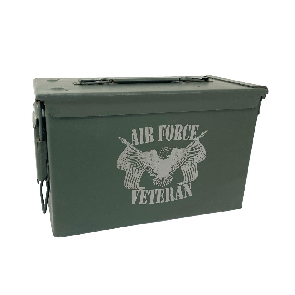 Laser Engraved 50 Cal Grade 1 "VETERAN AIR FORCE" Ammo Can