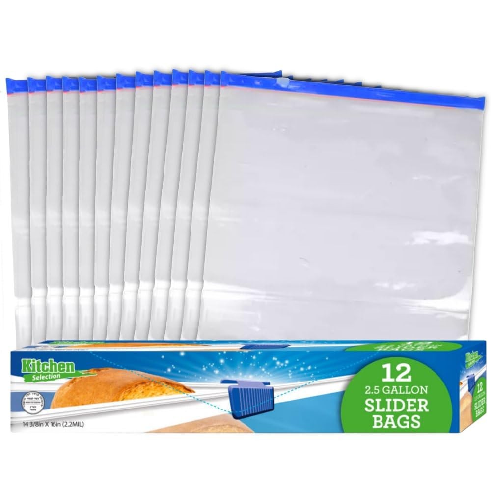 Extra Large Jumbo Slider Bags - 2.5 Gallon 12 Count (Pack of 1), multicolor