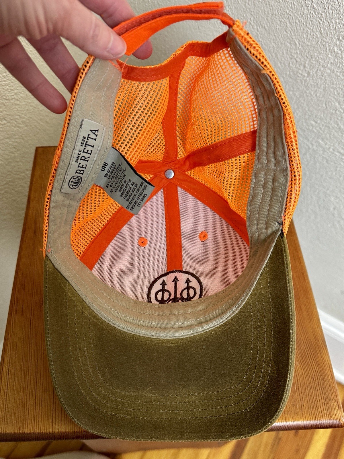 Beretta Men's Upland Trucker With Waxed Cotton Bill Tabacco/Blaze Orange Hat
