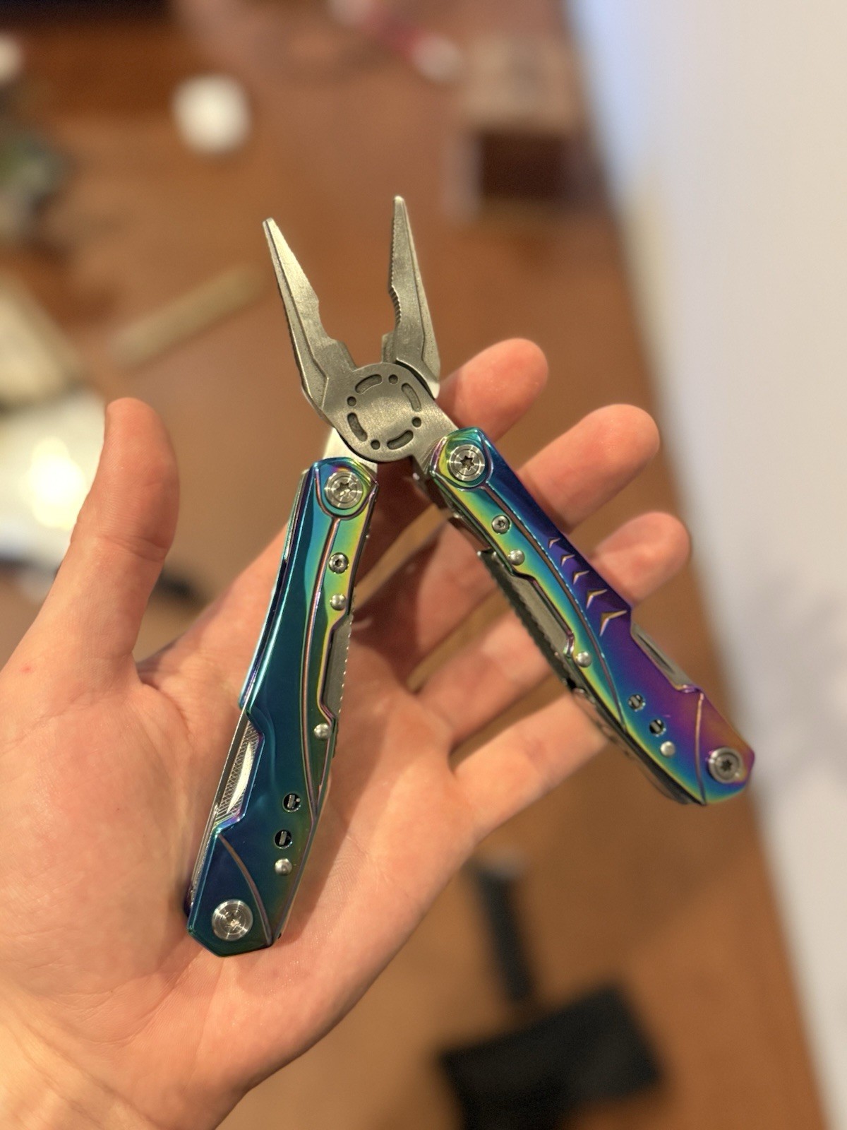 Rainbow Finish 14-in-1 Multi-Tool Pliers w/ Nylon Pouch & 12pc Bit Set