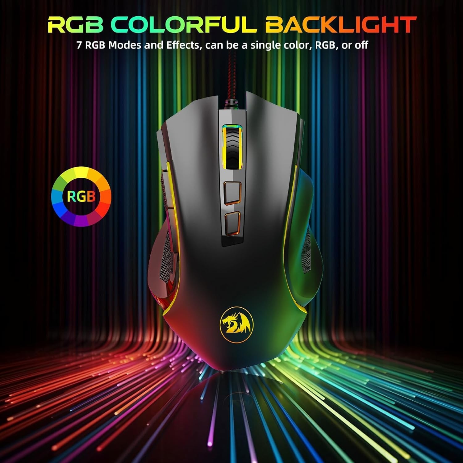 M602 Gaming Mouse, Ergonomic RGB Gaming Mouse Wired with 7200 Adjustable DPI,...