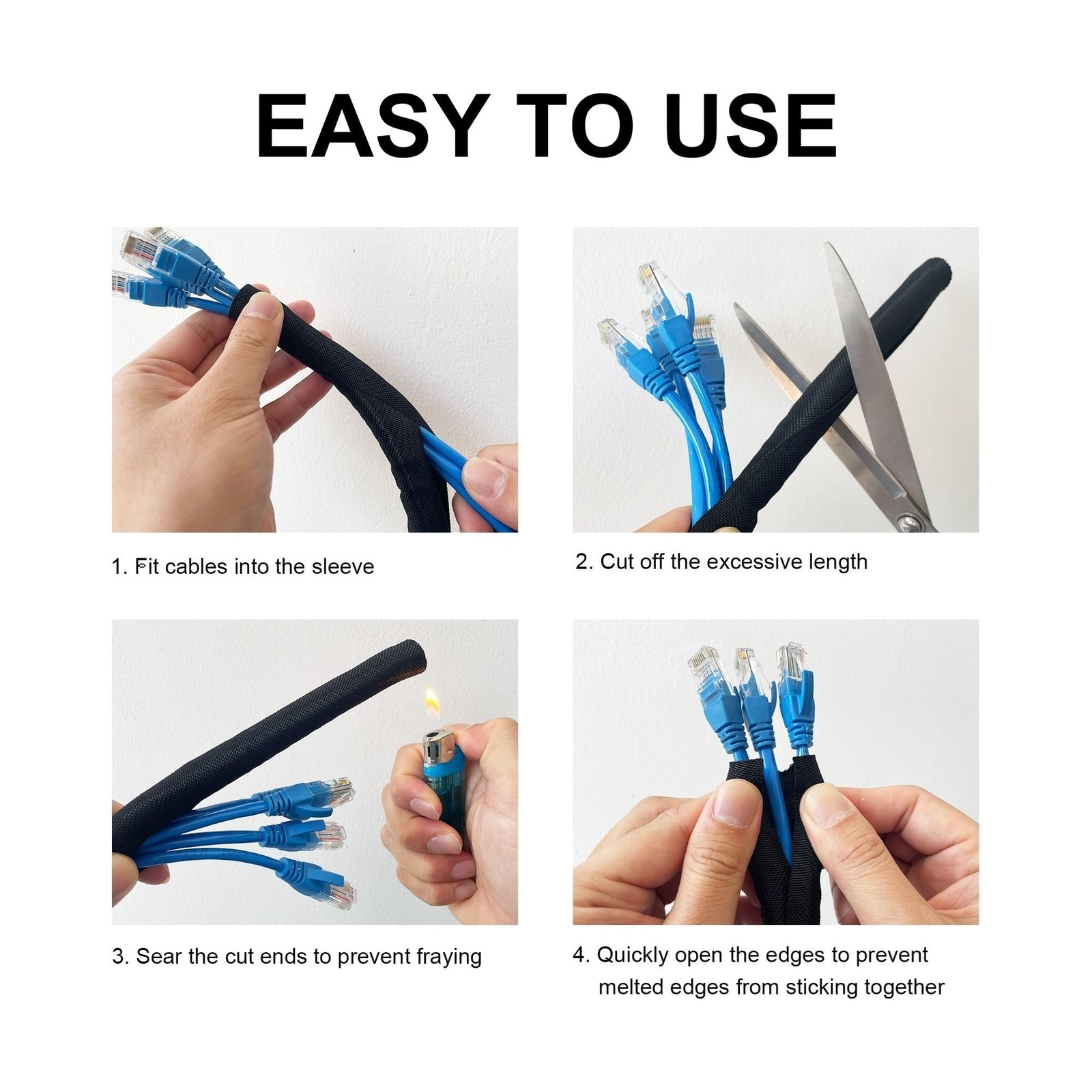 Secbolt Chew-Proof 10ft x 1/2in Cable Protector - Bite-Resistant Black for Pets