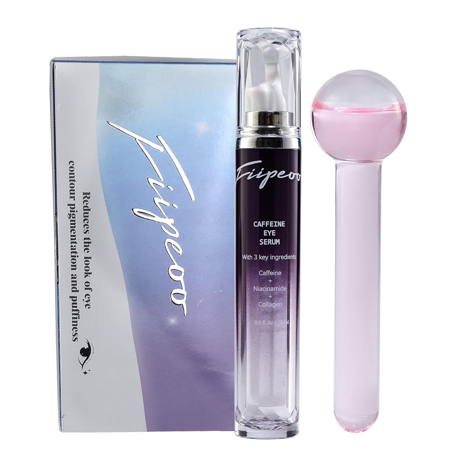 Ice Globe & Eye Serum w Caffeine Collagen and Niacinamide for Puffy Eyes NIB