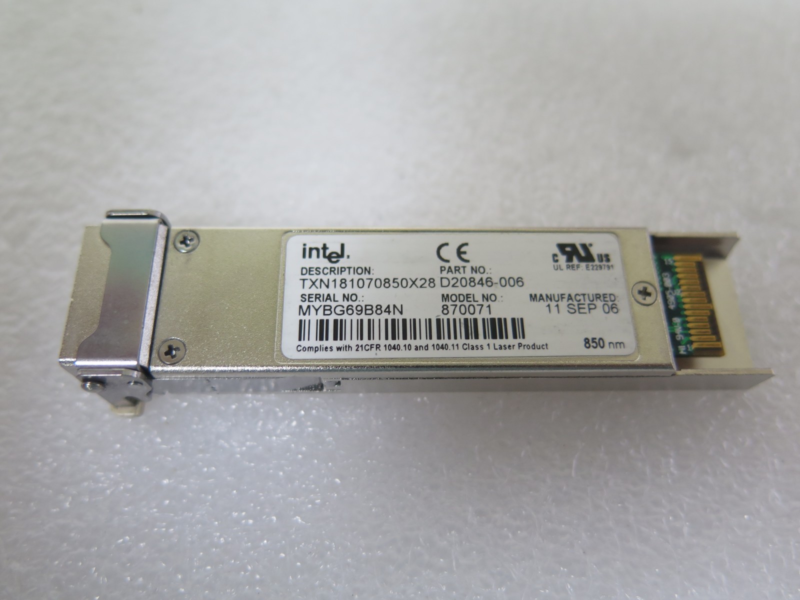 Intel D20846-006 TXN181070850X28 10GBASE-SR 850nm 300m SFP+ Transceiver 870071