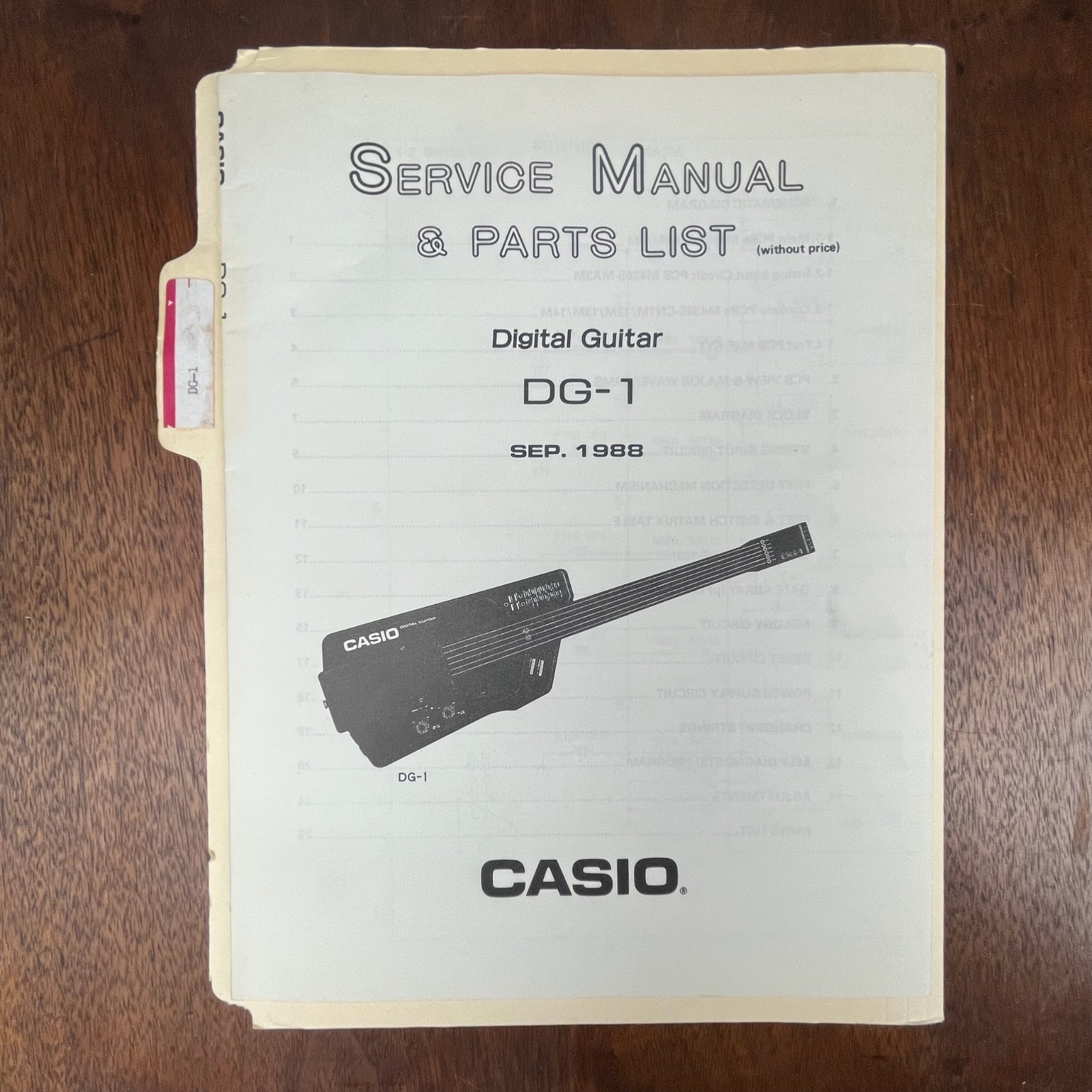 VINTAGE CASIO DG-1 DIGITAL GUITAR SERVICE MANUAL & PARTS LIST