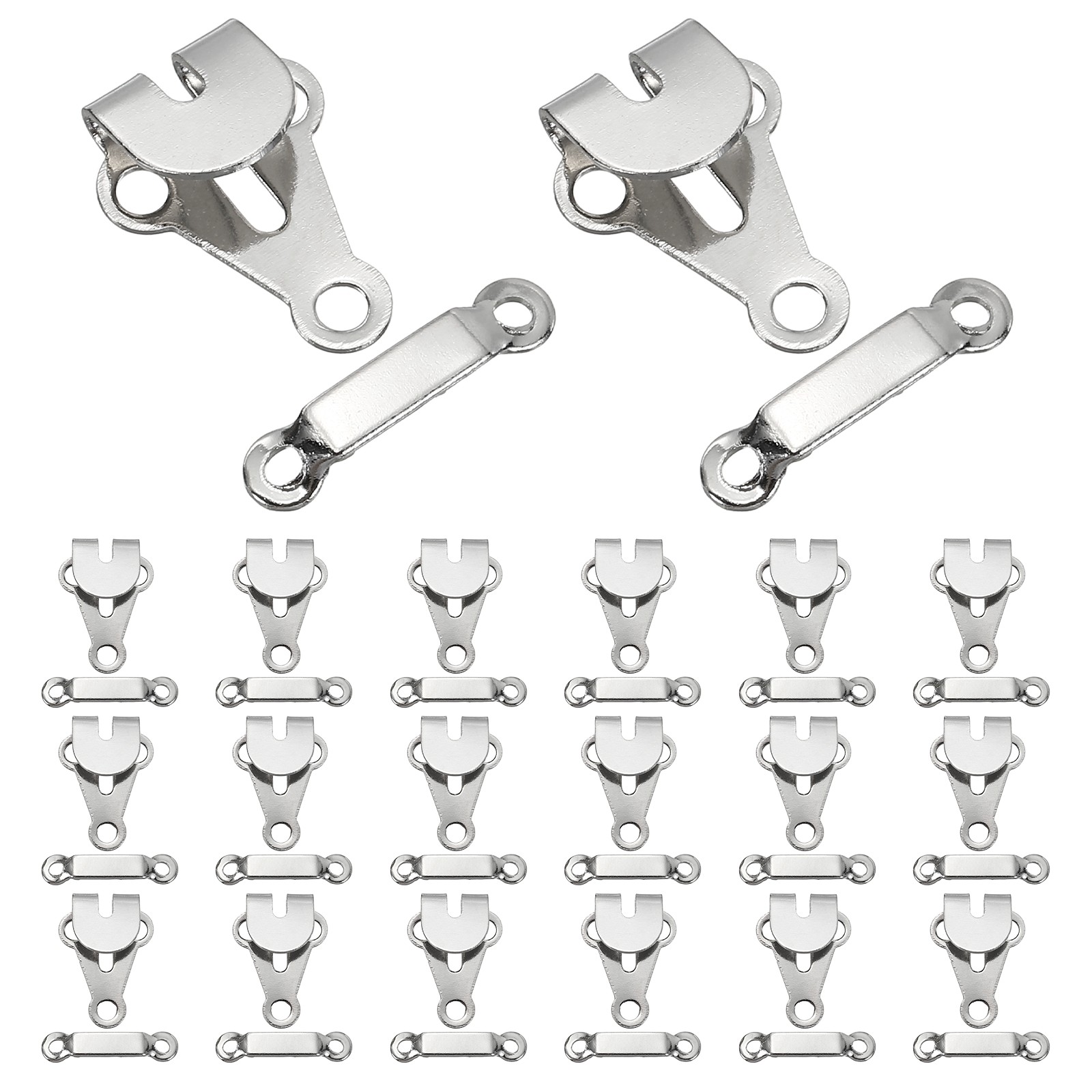 20 Sets Hook and Eye Sewing Metal Closure Clasps Replacement Silver 13 x 18mm