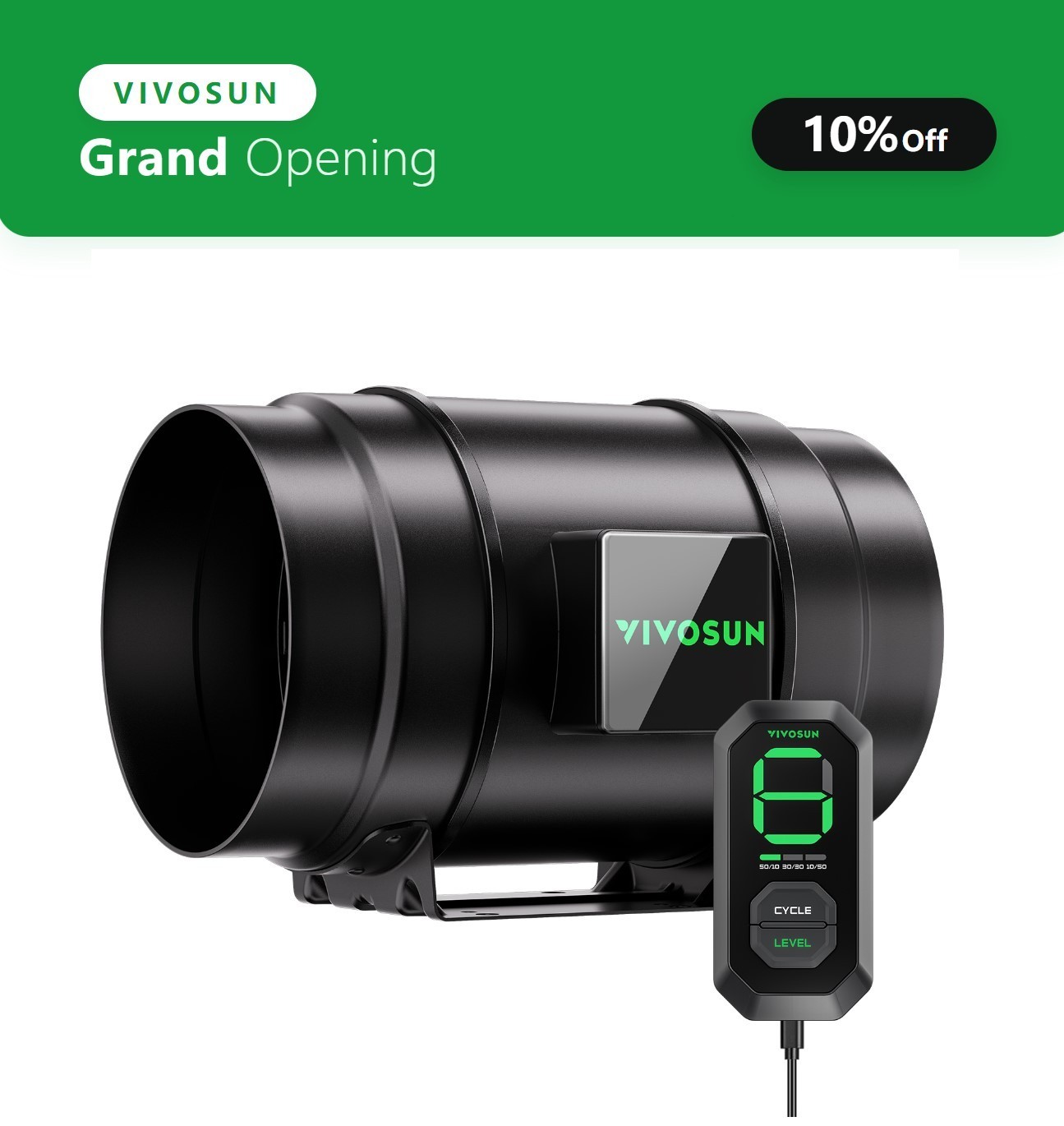 VIVOSUN AeroZesh G8 8" Inline Duct Fan Booster 725CFM with E12 Speed Controller